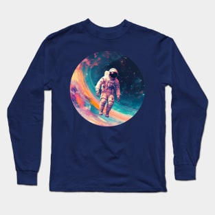 Cosmic Explorer - Space Traveling Astronaut T-shirt Design Long Sleeve T-Shirt